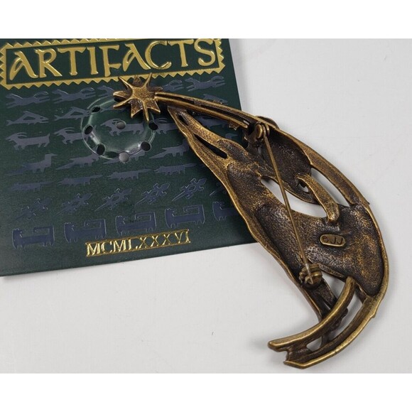 Vintage 1986 JJ Jonette Gold Tone Mystic Star Thrower Artifacts Brooch - Picture 6 of 7